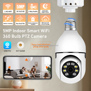 Hongnaer 5MP nhà trong nhà thông minh E27 Bóng đèn CCTV không dây surveil <span class=keywords><strong>IP</strong></span> PTZ <span class=keywords><strong>camera</strong></span> 360 độ V380 Pro wifi an ninh CCTV Bóng đèn máy ảnh - Product Image 2