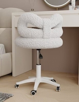 Fauteuil de Salon de Beauté et Onglerie Professionnel en Laine Crème, Texture Douce et Confortable, Mobile, Chaise Cosmétique Avancée pour Usage en Salon