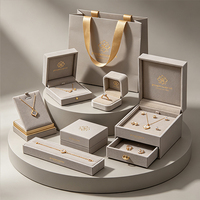 Coffret Cadeau de Luxe Personnalisé avec Logo pour Bijoux, Ensemble Complet d'Emballage, Boîte en Papier, Sac de Shopping, Pochette et Cartes pour Bagues, Boucles d'Oreilles, Colliers