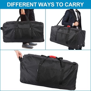 Wholesale Men Women Folding Travel <strong>Bag</strong> Durable Textile Nylon Canvas Oxford Duffle <strong>Bag</strong> Black Sports <strong>Holdall</strong> <strong>Bag</strong> <strong>With</strong> 3 <strong>Wheels</strong> - Product Image 5