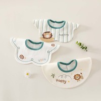 Bavoir pour bébé à rotation à 360 degrés, protection contre les déversements/bavures, tissu/capuche en coton pur à 2 couches, résistant à l'eau, motif de dessin animé