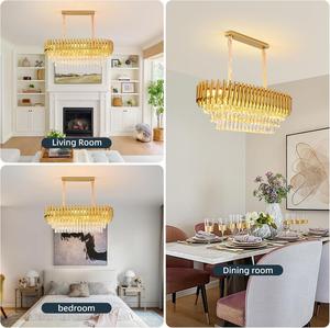 Moderne Kristall-Kronleuchter 350mmX800mm Gold-Kronleuchter Rechteckige Kristall-Pendelleuchte 3-stufiger Moderner Kronleuchter Deckenleuchten - Product Image 6