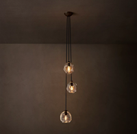 Lustre moderne personnalisé créatif pour escalier, luminaires suspendus en cascade de verre transparent pour hall d'hôtel, lampe suspendue pour la maison