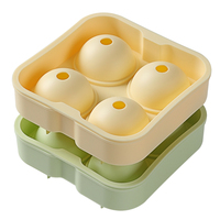 Moule à glaçons sphériques 4 cavités avec trou de remplissage, démoulage facile, empilable, en silicone sans BPA, réutilisable pour whisky, bourbon, cocktails