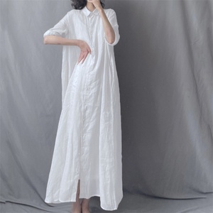 Robe longue décontractée et élégante en coton translucide pour femme, coupe ajustée, fluide et ample, idéale pour l'été, personnalisable OEM - Product Image 3