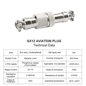 Industriële Kwaliteit Vergulde Gx12 Luchtvaart Stekker Aansluiting 7 Dagen Fabriekslevering 2 3 4 5 <span class=keywords><strong>6</strong></span> 7-Core Connector Mannelijke/Vrouwelijke Pcb Power - Product Image 3