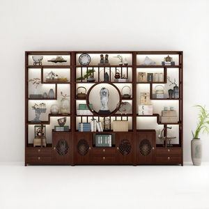 Vetrina Cinese Antica, Mobile da Esposizione Spesso per Parete di Fondo Sala da Tè, Mobile Bar e Divisorio Espositore Multiuso - Product Image 1