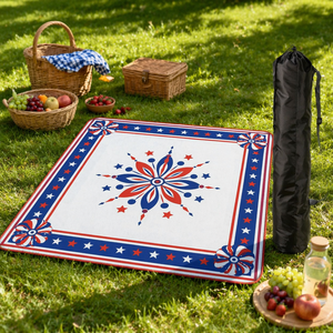 Tapete de Mahjong Premium Moderno Antideslizante con Reducción de Ruido, Diseño Patriótico de Fuegos Artificiales y Estrellas, con Bolsa de Transporte, Personalizable para Hombres - Product Image 2