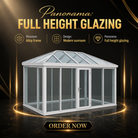 Véranda panoramique série 120 en alliage aluminium-magnésium avec double vitrage, abri de jardin pour villa