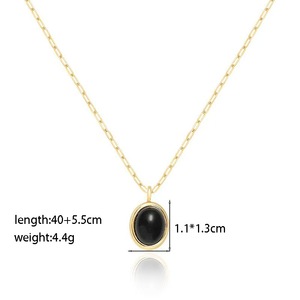 Collar de Moda Lujoso y Retro para Mujer con Colgante de Ojo de Gato y Piedras, Collar de Acero Inoxidable con Baño de Oro de 18K PVD - Product Image 5