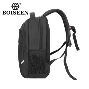Boiseen Men's <b>Backpack</b> 15 Inches Black <b>Student</b> <b>Backpack</b> With Zipper Pocket For Leisure Travel - Product Image 4