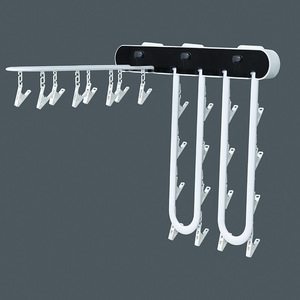 No-trace No-punch Adhesive Wall-Mounted Multifunctional Foldable Single-Pole Drying Rack Multiple Clips for Clothes <strong>Socks</strong> - Product Image 5
