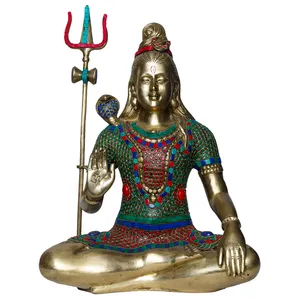 100% naturel fait à la main Design moderne Seigneur Shiva Statue en laiton rehausseur de puissance divine pour les environs - Product Image 1
