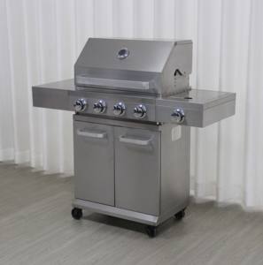 Gril à gaz autoportant à 4 brûleurs en acier inoxydable avec brûleur latéral et armoire pour <span class=keywords><strong>barbecue</strong></span> et cuisine en plein air - Product Image 1