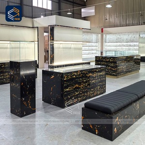 Sang trọng màu đen đá cẩm thạch bán lẻ hiển thị truy cập Kính Showcase Tủ tùy chỉnh đồ trang sức Boutique cửa hàng vật cố thiết kế - Product Image 3