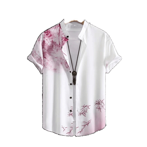 Camisa Hawaiana Estampada de Verano para Hombre, Manga Corta, Tejida, Casual, con Botones, Cuello Camisero, Anti-Pilling - Product Image 1