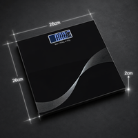 Báscula Digital Inteligente para Baño, 180 kg, Vidrio Templado Negro, Báscula Electrónica de Alta Precisión para un Estilo de Vida Saludable Diario