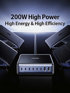 UGREEN 200W GaN สถานีชาร์จแบบตั้งโต๊ะ 8 พอร์ต 6USB‑C+2USB‑A เครื่องชาร์จเร็วแบบหลายพอร์ตสำหรับแล็ปท็อปโทรศัพท์แท็บเล็ต - Product Image 2