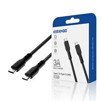 Cable ESEEKGO G-34B de Nailon Trenzado con Carga Rápida de 6A, Tipo-C a Tipo-C, Conductor de Cobre Puro para Android, Computadora y Auriculares, Anti-Rotura