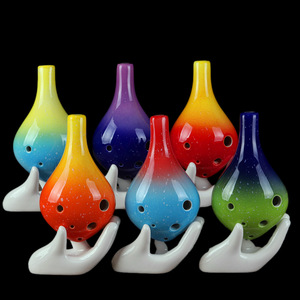 Ocarina de Cerámica con Degradado de Tono AC de 6 Orificios, Instrumento Musical Educativo para Niños, Recuerdo Artesanal - Product Image 2