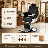 Fauteuil de Barbier Professionnel pour Hommes – Vente en Gros, Logo Personnalisé, Mobilier de Salon de Luxe Hydraulique, Chaise de Coiffure pour Salons de Barbier