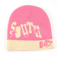 Acrylique Y2K Beanie Haute Qualité Jacquard Motif Lettres Bonnet Réversible Chapeau Femmes Mode Crâne Cap
