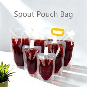 Pochette souple personnalisée à fond plat de qualité alimentaire, anti-fuite, transparente avec bec verseur pour l'emballage de liquides et de sauces - Product Image 1
