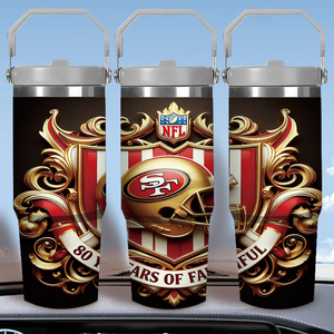 Tumbler in Acciaio Inox da 30oz, 80° Anniversario dei <span class=keywords><strong>San</strong></span> Francisco 49ers, Regalo Perfetto per i Fan, Disponibile nei Magazzini USA - Product Image 5