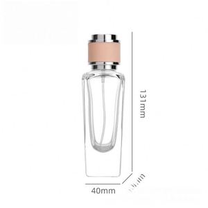 Flacon de parfum de luxe en verre plat vide 50 ml, atomiseur vintage de haute qualité avec pompe pulvérisatrice et compte-gouttes, diffuseur avec couvercle de qualité - Product Image 5