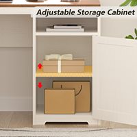 Bureau d'angle exécutif en L de style farmhouse, durable, avec support pour écran, étagère pour imprimante et rangement, directement de l'usine
