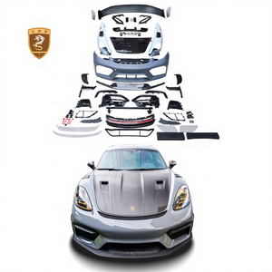 Pare-chocs avant en fibre de carbone sec Spoiler arrière Embouts d'échappement Couvre moteur Bodykit pour Porsche 718 <span class=keywords><strong>Cayman</strong></span> Upgrade to GT4RS Body Kit - Product Image 1