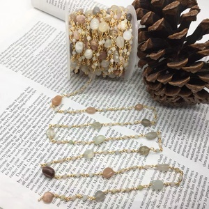 Catena <span class=keywords><strong>Rosario</strong></span> in Filo di Rame Placcato Oro 18k con Perline in Pietra Naturale, Moda 2025 per Creazione di Gioielli - Product Image 4