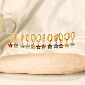 Pendientes <span class=keywords><strong>de</strong></span> Flores Simples con Piedras Preciosas Coloridas para Mujer, Chapados en Oro sobre Acero Inoxidable, para el Día <span class=keywords><strong>de</strong></span> San Valentín, Año Nuevo, Piedra <span class=keywords><strong>de</strong></span> Nacimiento <span class=keywords><strong>de</strong></span> <span class=keywords><strong>Diciembre</strong></span> - Product Image 3