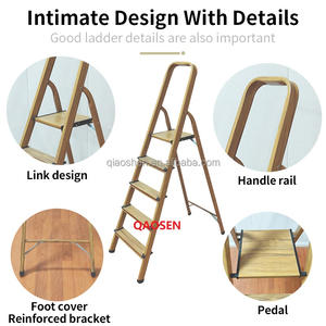 <span class=keywords><strong>Escalera</strong></span> <span class=keywords><strong>de</strong></span> Aluminio <span class=keywords><strong>de</strong></span> 2/3/4/5/6/7/8 Peldaños, Color <span class=keywords><strong>Madera</strong></span>, Ligera, Plegable, Diseño Moderno para Interiores, Apartamentos - Product Image 2