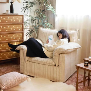 Sofá Individual Estilo Soufflé, Lino y Algodón, Funda Extraíble y Lavable, Ideal para Salas de Estar Pequeñas y Apartamentos - Product Image 2