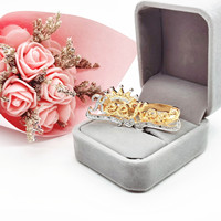 Cincin Personalisasi Lapis Ganda Perhiasan Hadiah Hip Hop Cincin Knuckles Kustom Cincin Nama Dua Jari Kuningan untuk Wanita