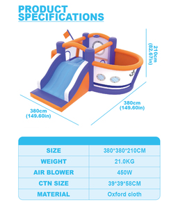 <span class=keywords><strong>Castillo</strong></span> inflable para niños con tema náutico, con tobogán largo, trampolín y pozo de bolas - Product Image 4