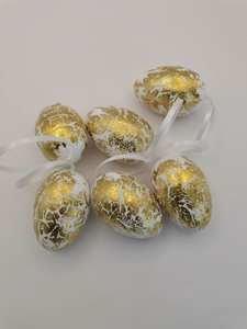 6cm metaalachtige hangende paaseieren, 6 stuks in PET-doos - Product Image 1