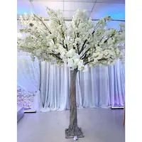 Customized Fiberglass Large Artifical Cream White Flower Sakura Tree Indoor Big Artificial Cherry Blossom Trees