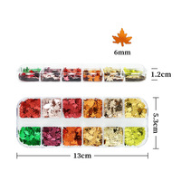 Paillettes pour ongles en forme de feuille d'érable de 6 mm pour l'automne, l'hiver, Noël et Thanksgiving
