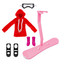 Poupée elfe en 3 couleurs, 30 cm, ensemble sportif de Noël - Ski, chaussures, accessoires