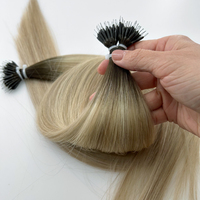 Salones de extensión profesionales Suministro Nano Tip Keratin Hair en Balayage Rubio Mezcla Color Super Doble Dibujado Extremos gruesos
