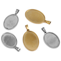 Edelstahl Oval Pedant Lünette Blank Tray Einstellungen Basis für Cabochons Cameo Resin Foto rahmen Schlüssel ring Suche Schmuck