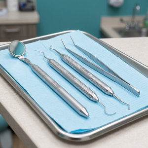 Ensemble d'instruments chirurgicaux dentaires en argent avec poignée moletée, outils manuels de classe I pour interventions buccales - Product Image 4
