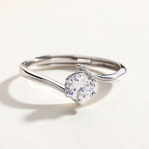 라운드 큐빅 지르코니아 심플 우아한 여성 액세서리 여성을위한 미니멀리스트 약혼 결혼 반지 - Product Image 2