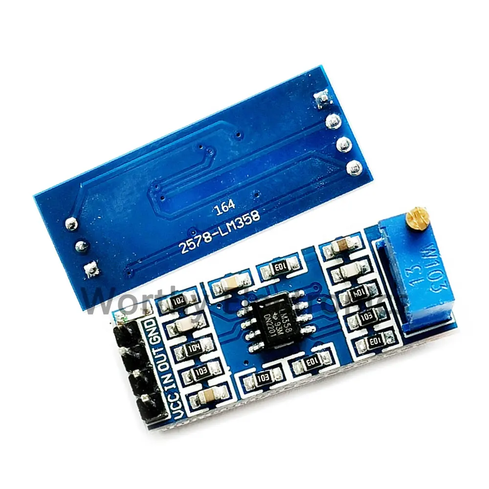 High quality 5-12V power indicator 100 times gain LM358 signal operational amplifier module multiple adjustable