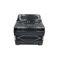 SEASOUND OEM Instrument d'accordéon diatonique 34 boutons 12 basses 5 registres noir brillant accordéon noir boutons gril JB3412D