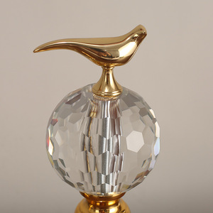 <b>Crystal</b> Bird Ornament <b>Set</b> Gold Base Sphere Home Decor Living Room Entryway Display - Product Image 3