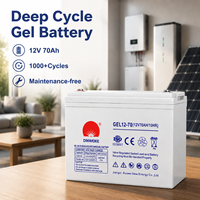 Batterie gel 12V 70Ah à décharge profonde, VRLA, sans entretien, pour stockage d'énergie solaire domestique et alimentation de secours UPS