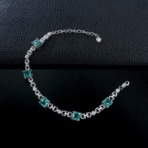 925 Sterling Silver Lab Created Paraiba Color <b>Garnet</b> <b>Bracelet</b> - Product Image 3